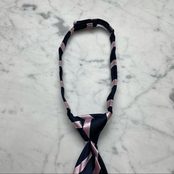 Gymboree Navy Blue Pink Striped Velcro Boys Neck Tie - Picture 5 of 8